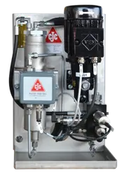 CJC T²render™ condition monitoring unit with sensors, pump, and control components mounted on a panel.