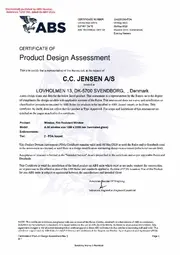 ABS product design assessment certificate for A30 window, 1200 × 2200 mm.