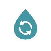 Oil drop with arrows symbol representing consistent filtration performance.