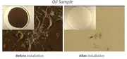 Before-and-after oil sample comparison