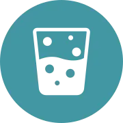 Glass with liquid symbol representing lowered moisture levels in the fluid.