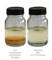 Comparison of contaminated diesel with microbes and water and clean fuel after filtration.