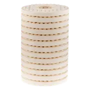 Stacked cylindrical filter insert made of layered filter media used in oil filtration systems.