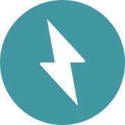 Lightning bolt icon representing improved energy efficiency and reduced power consumption.