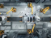 Automated steel plate handling system in an industrial manufacturing facility, illustrating how clean oil and effective oil filtration support consistent quality standards and reliable equipment performance.