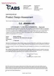ABS product design assessment certificate for A0 window, 1200 × 2200 mm.