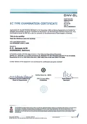 Fire rated window certificate for A0 window, 1500 × 1300 mm, MED-B-9534.