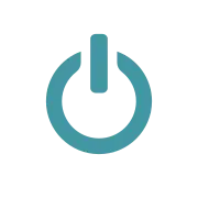 Power button symbol representing start, stop, or system activation.