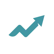 Upward trend arrow icon representing extended oil service life through improved contamination control.