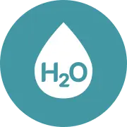 H₂O droplet icon representing rapid removal of water from lubrication oil.
