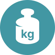 Weight icon representing high dirt-holding capacity and long filter service life.