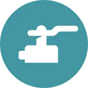 Valve icon representing improved cleanliness of hydraulic control oil for reliable servo valve operation.