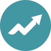 Upward trend arrow symbol representing enhanced stability and fewer valve sticking events.