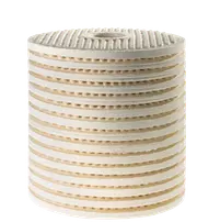 Stacked cellulose depth filter discs forming a cylindrical filter insert.