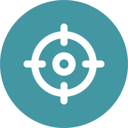 Target icon representing precise depth filtration capturing very fine particles in oil.