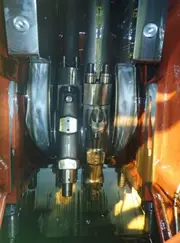 Internal view of a marine engine showing clean components after offline lube oil filtration.