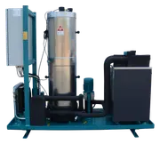 CJC® Varnish Removal Unit (VRU) with stainless steel treatment vessel and control panel, designed to remove dissolved and soft contaminants from turbine and hydraulic oil systems.