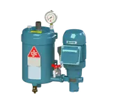 CJC® offline oil filtration unit with electric motor, pressure gauge, and filter housing, designed for continuous removal of particles and water from lubricating oil systems.