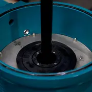 Close-up view inside a CJC filter housing showing the central shaft and sealing area for filter inserts and O-rings.